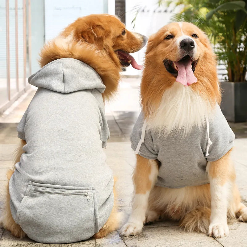 Pet Hoodies for Large Dogs Spring and Autumn Fleece Golden Retriever dog hoodie Sweatshirt with Hat and Zip Pocket  Pet Clothing