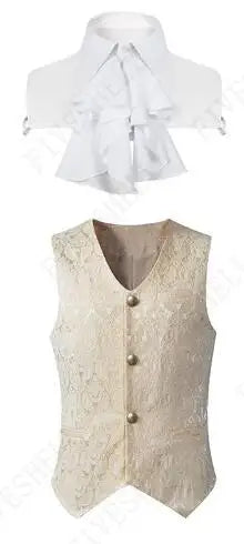 Men Steampunk Renaissance Cosplay Medieval Gothic Waistcoat Vest Vintage Vicotiran Jacquard Swallow Top Noble Fiveshell Costume