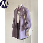 Coats for Woman Autumn Winter New Elegant Long Sleeves Short Woolen Jacke Korean Fashion Casual Loose Keep Warm Versatile Coats