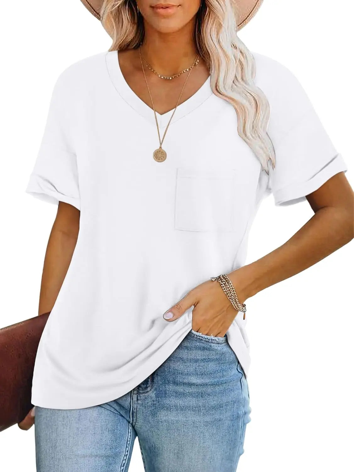 Womens T Shirts 2025 Short Sleeve V-Neck Shirts Cute Fit Summer Casual Tee Tops S-XXL