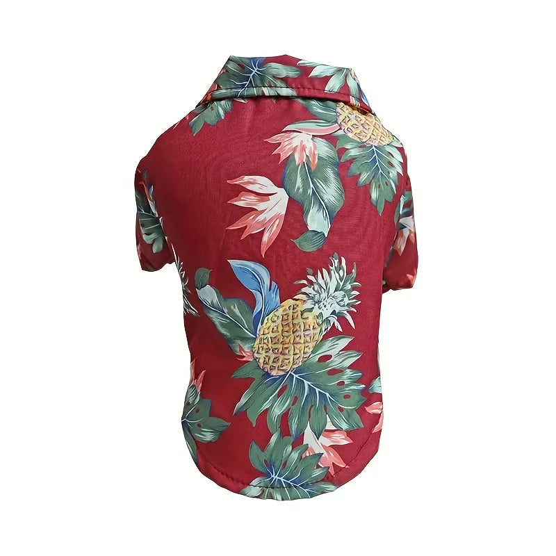 Pet Summer T-Shirts Hawaii Style Floral Dog Shirt Hawaiian Printed Pet T-Shirts Breathable Cool Clothes Beach Seaside Puppy