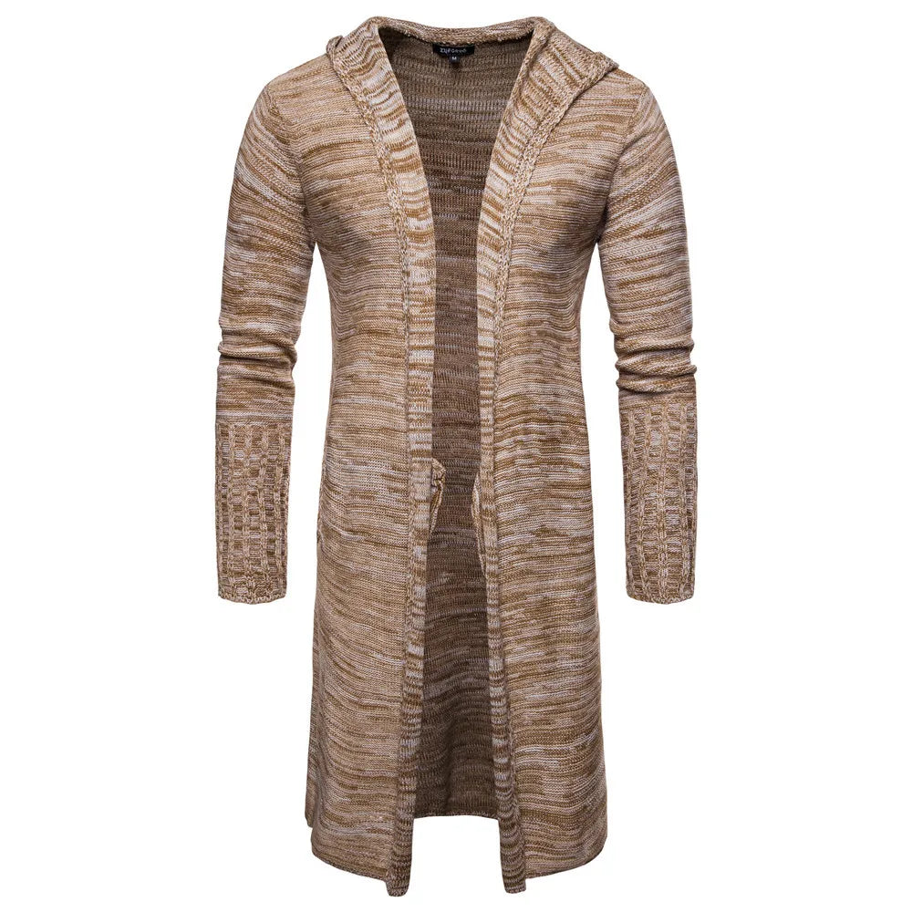 Men Jackets 2022 Spring Autumn New Mens Casual Sweater Snowflake Hooded Medium Long Knitted Cardigan Mens Outerwear Coats