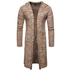 Men Jackets 2022 Spring Autumn New Mens Casual Sweater Snowflake Hooded Medium Long Knitted Cardigan Mens Outerwear Coats