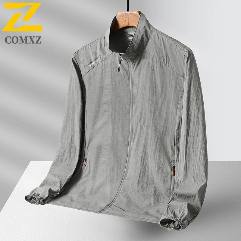 Summer Sun Protection Clothing Mens Gym Lightweight Breathable UV Protection Lapel Coat Casual Fishing Hiking Solid Color Jacket