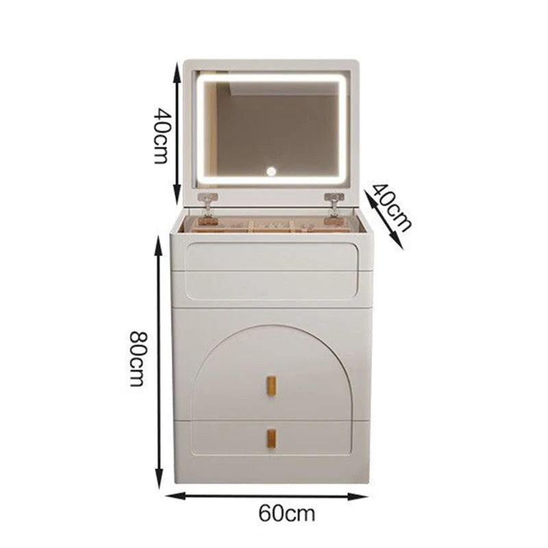 Bedroom Makeup Vanities Illuminated Dressing Table Jewelry Toiletries Storage Locker Bedside Cabinet Vanity Table with Mirror