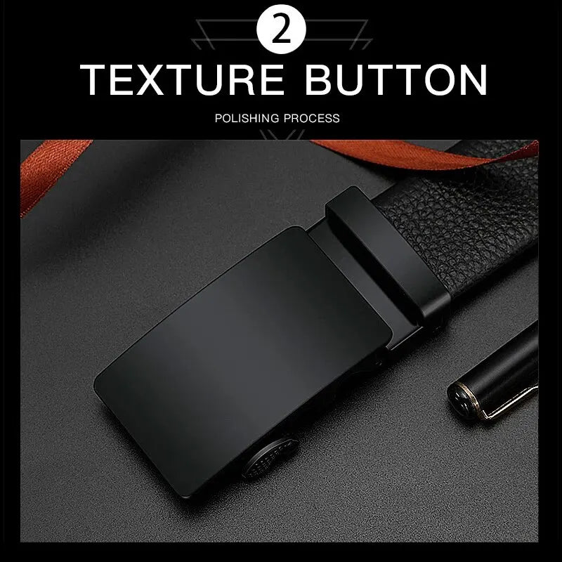 Men Leather Belt Metal Car Automatic Buckle Work Belt High Quality Men 120cm Leather Belt Business