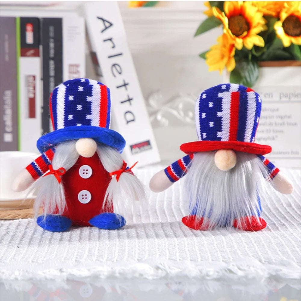 4th Of July Gnomes Set Independence Day Hanging Gnome Pendant Decorative Charm Ornaments For Holiday Window Wall Decoration