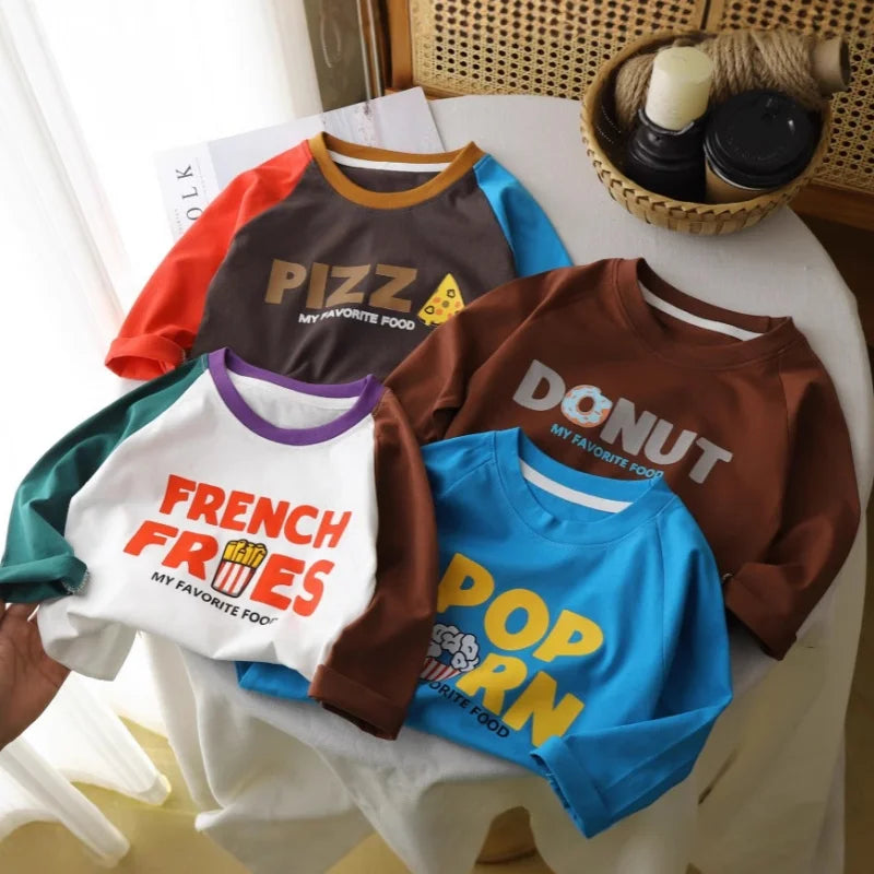 Children T-shirt  Autumn T-shirt for Kids Long Sleeve Girls Tops Boys Tees 1-10years School Baby Blouse Toddler Outerwear