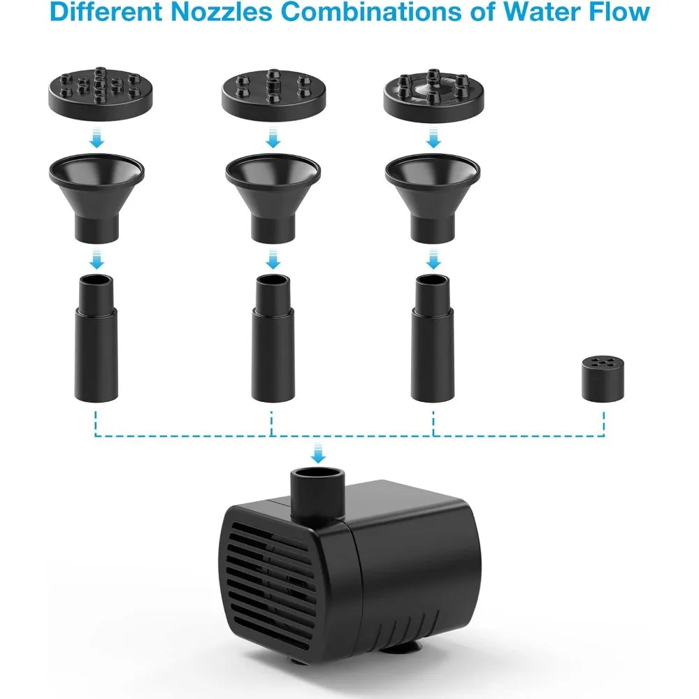 9w Solar Fountion Solar Water Fountain for Garden Floating Water Fountain with 4 Nozzles and Water Pipe Solar Fountain for Pond