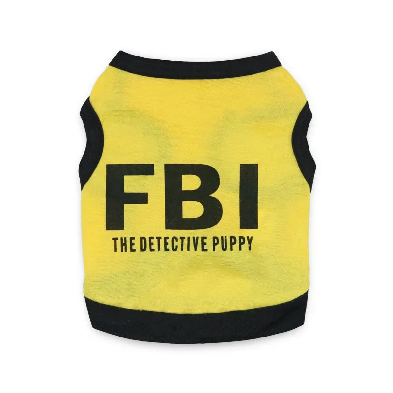 name-branded clothes Pet Supplies Dog Clothes Cotton Black Printed fbi Pet Vest Teddy Clothes Spring Summer New