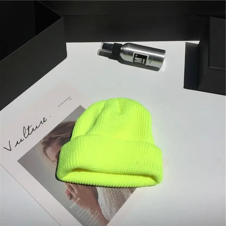 Beanies Women Solid Simple Winter Warm Cotton Knitted Womens Skullies All-match Trendy New Harajuku Chic Students Leisure Hats