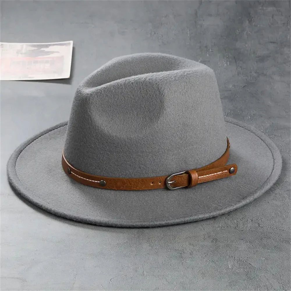 Wool Fedora Hat For Women Men Winter Autumn Fashion Church Jazz Hats Viking British Flat Brim Felt Hat Outdoor Casual Fedoras
