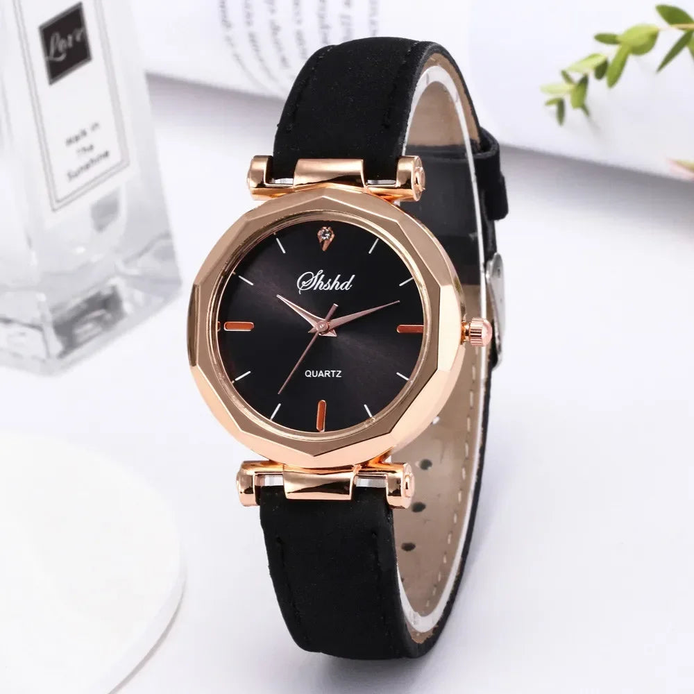 Casual Fashion Ladies Business Watch Women's Watches Women Leather Casual Watch Luxury Analog Quartz Crystal Wristwatch Relogio