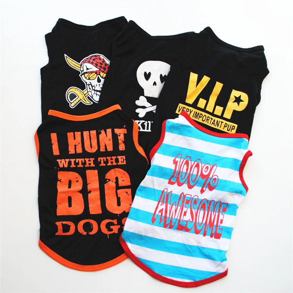 Dog Shirts for Small Dogs Boy Pet Printed Clothes with Funny Letters Summer Male Dog Clothes Soft Breathable Pet Tshirts Outfits