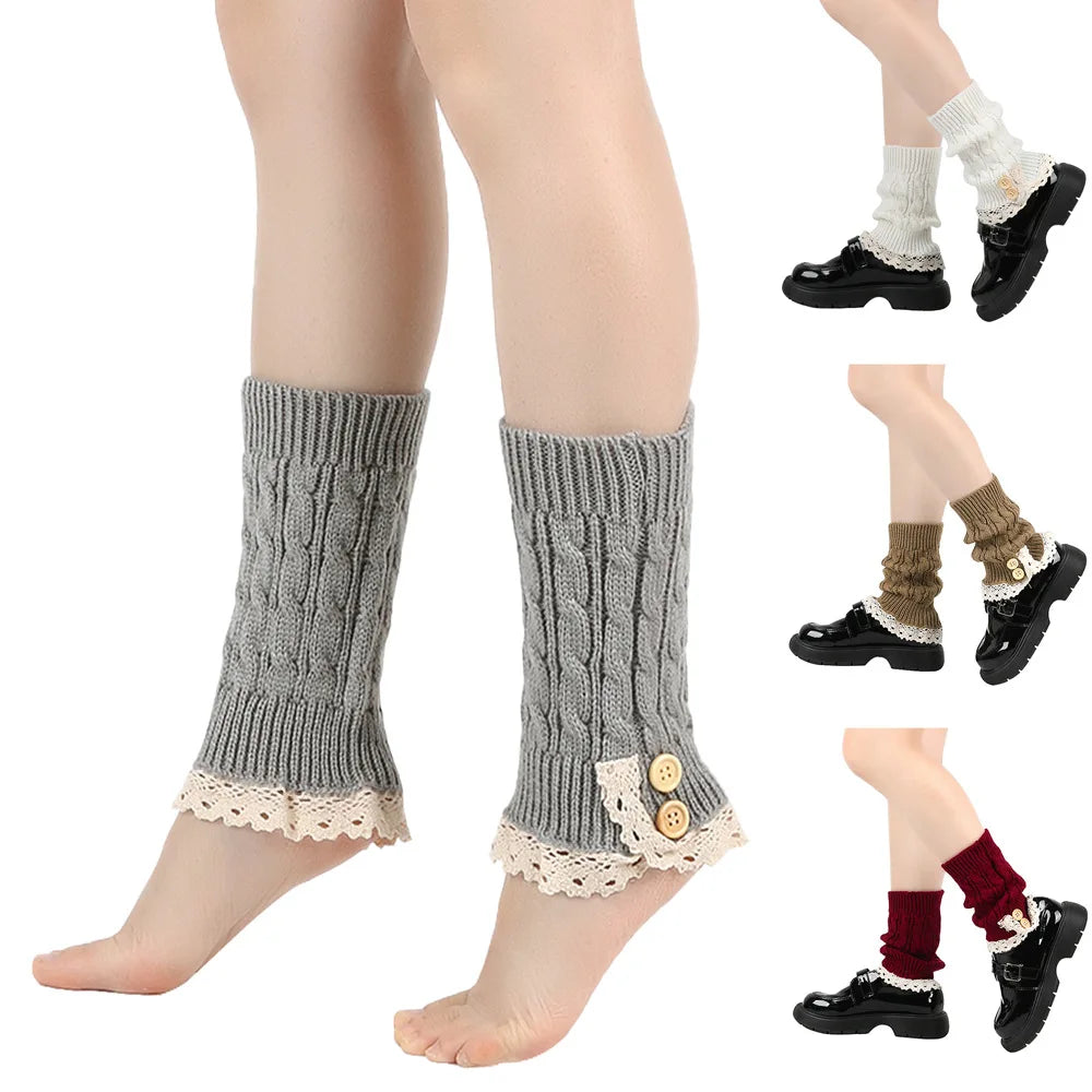 Womens Leg Warmers Ankle Winter Warm Stretch Knitted Slouch Thermal Ladies Thick Wool Cuffs Boot Socks Female Gaiter Lolita Y2k