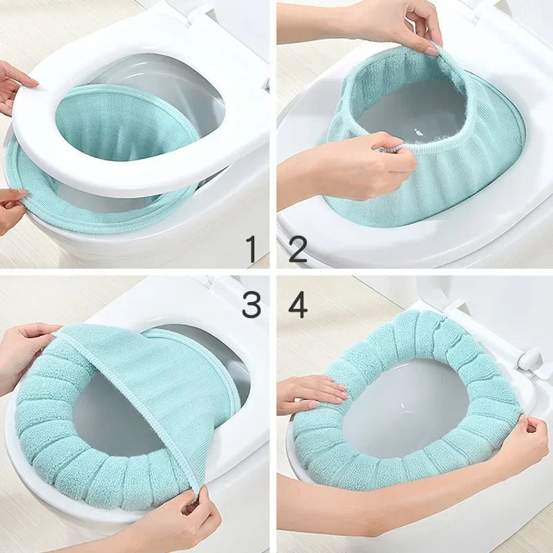 Bathroom Accessories, Warm Soft Pad, Washable Mat, Toilet Seat Closestool Toilet Lid Pad, Home Decor Bathroom