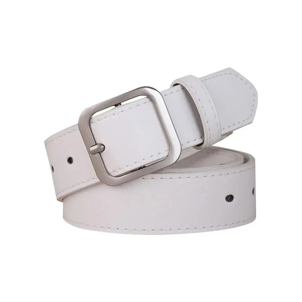Leather Belt For Women Square Buckle Pin Buckle Jeans Black Belt Chic Luxury Brand Fancy Vintage Strap Female Waistband