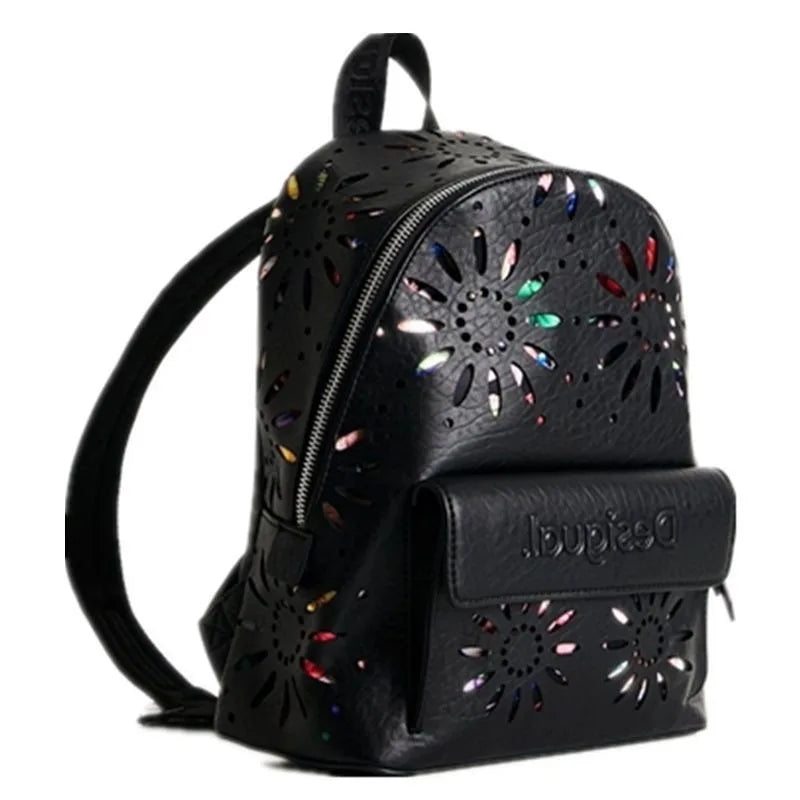 European, American, Spanish original single backpack, light luxury, fashionable hollow flower designer's large capacity backpack