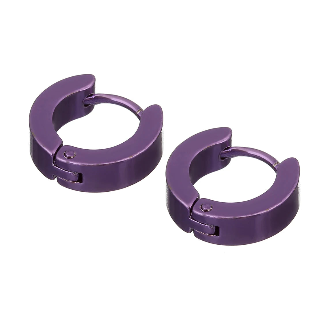 1Pair 14mm Colorful Stainless Steel Round Stud Popular Earring Hoops For Women Simple Metal Circle Small Earrings Jewelry Supply