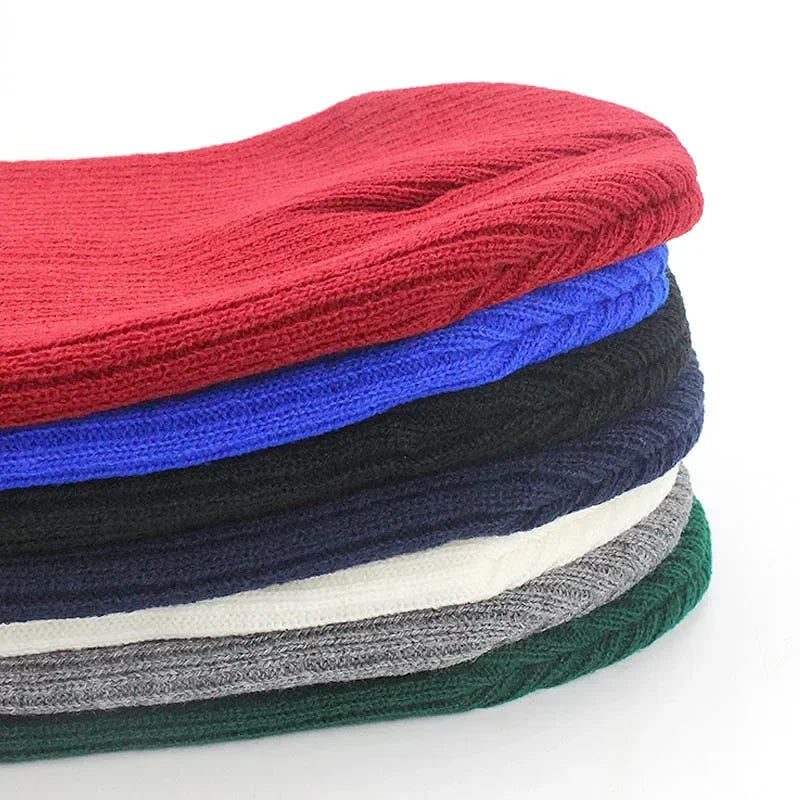 Knitted Hats for Men Women, Skullies Caps, Warmer Bonnet, Casual Cap, Monochromatic, Male and Female, Winter