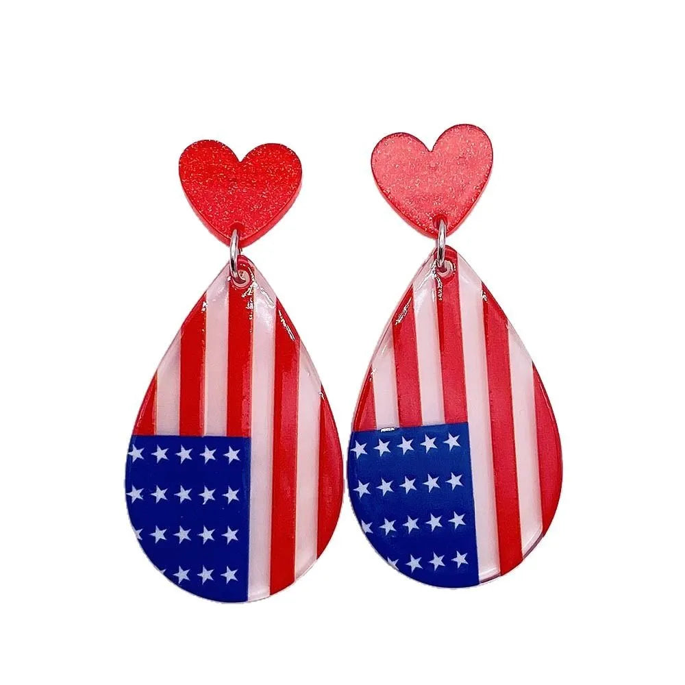 Patriotic Earrings 4th of July Earrings American Flag Sunflowe Acrylic Earrings for Women Independence Day Party Jewelry Gifts
