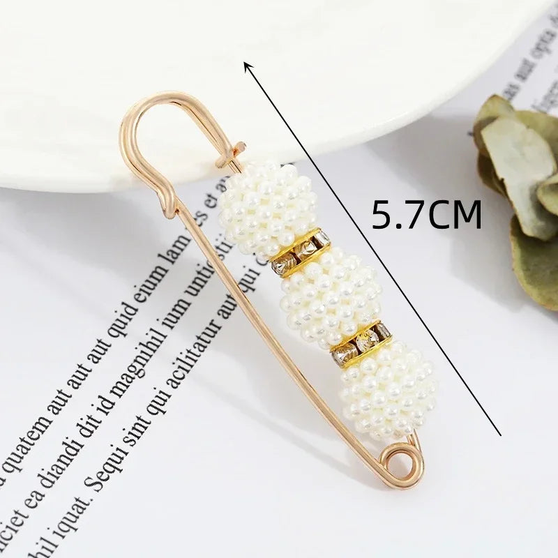 Broche Set Big Beads Fashion Clothing Brooches for Women Pearl Lapel Safety Sweater Coat Dress Pins Badge Buckle Accessories