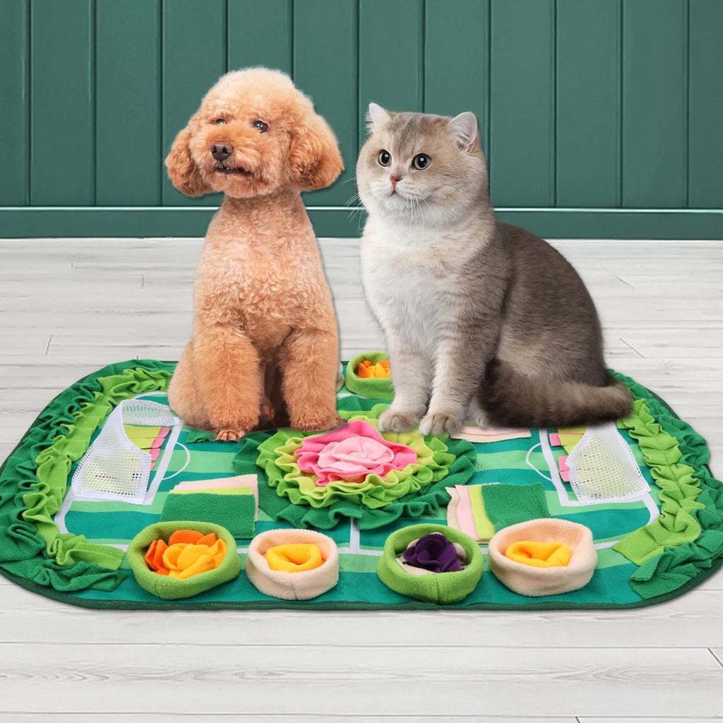 Pet Sniffing Mat Dog Interactive Flower Slow Feeding Training Pad Puzzle Treat for Dogs Cats Rabbits Foraging Skills