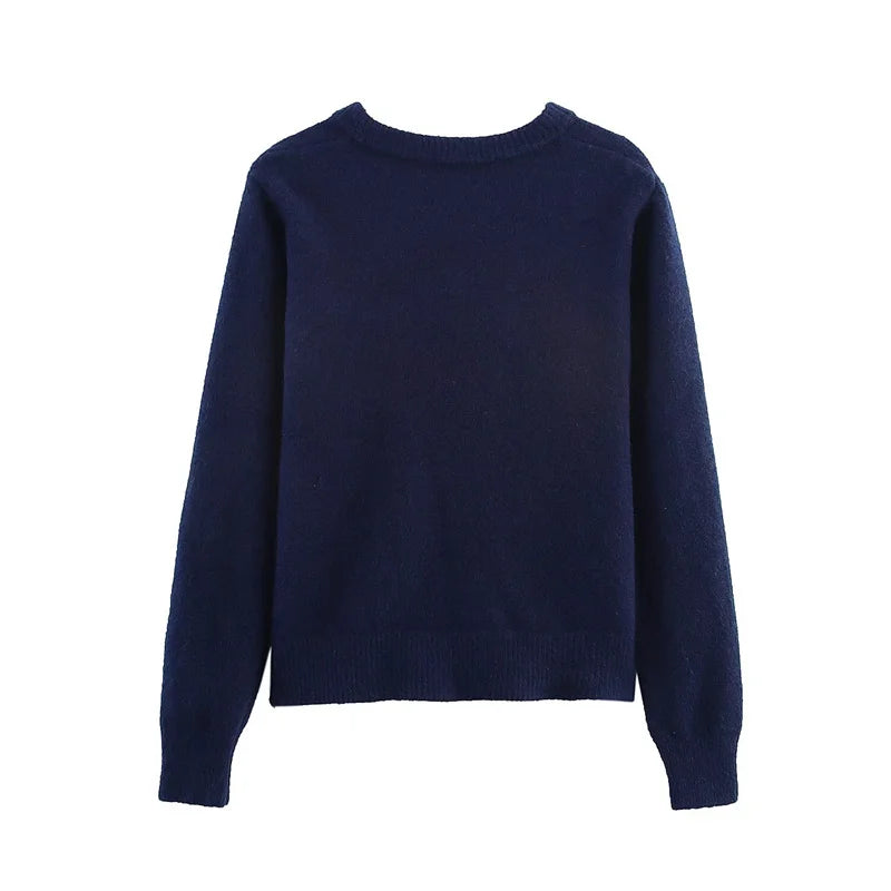 Women's Cardigan Fall 2025 New Solid Color Long Sleeve Embroidered Knitted Cardigan Casual Lazy Fashionable and Versatile