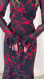 Women's women's dresses Evening Dresses Summer New Printed French Floral Slim-fitting Retro White Dress for Women