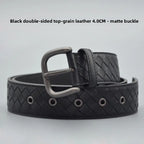 PLULUSA Hanrted Leather Belt for Men Genuine Top Layer Cowhide Bule Pure Handwoven Men's Belt Versatile Sli Belt