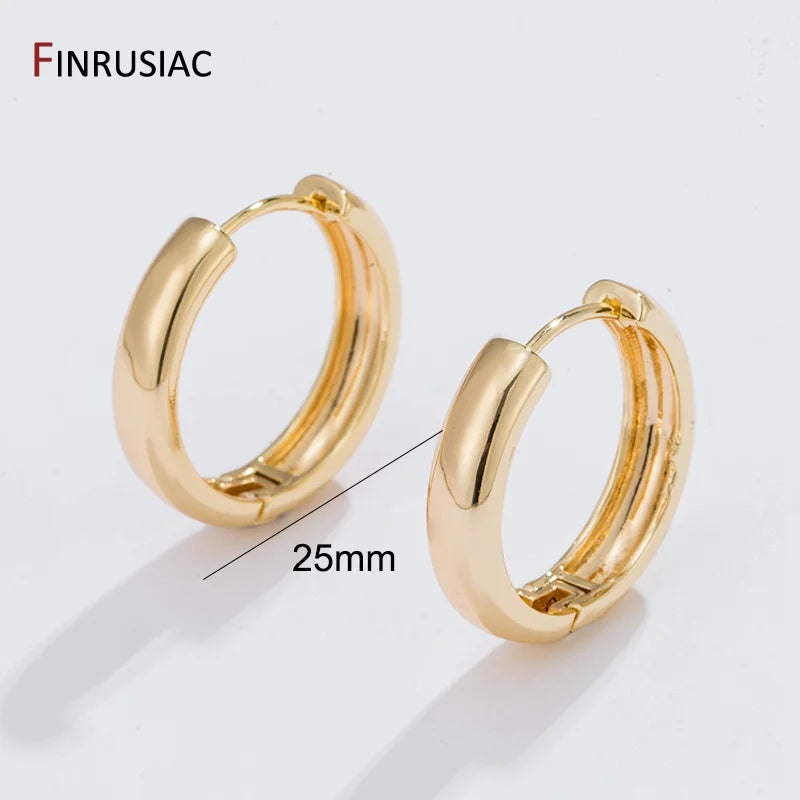 New Trendy Real Gold Plated Round Hoop Earrings For Women Girls Ladies Big Hoops Gold Circle Ring Earrings Party Gift