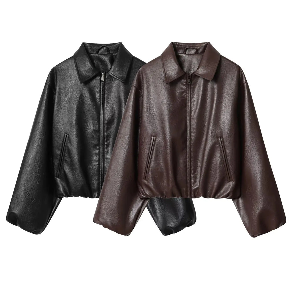 Women's Jacket - New Fall Arrival Women's Fashion Faux Leather Pilot Jacket New Arrivals