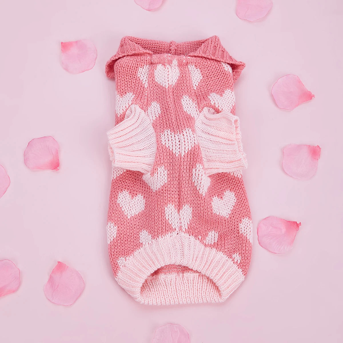 Dog Sweaters Everyday and Valentine's Day Hooded for Small Medium Dogs Turtleneck Pink Dog Sweaters Knit Pullover Pet Sweatershi