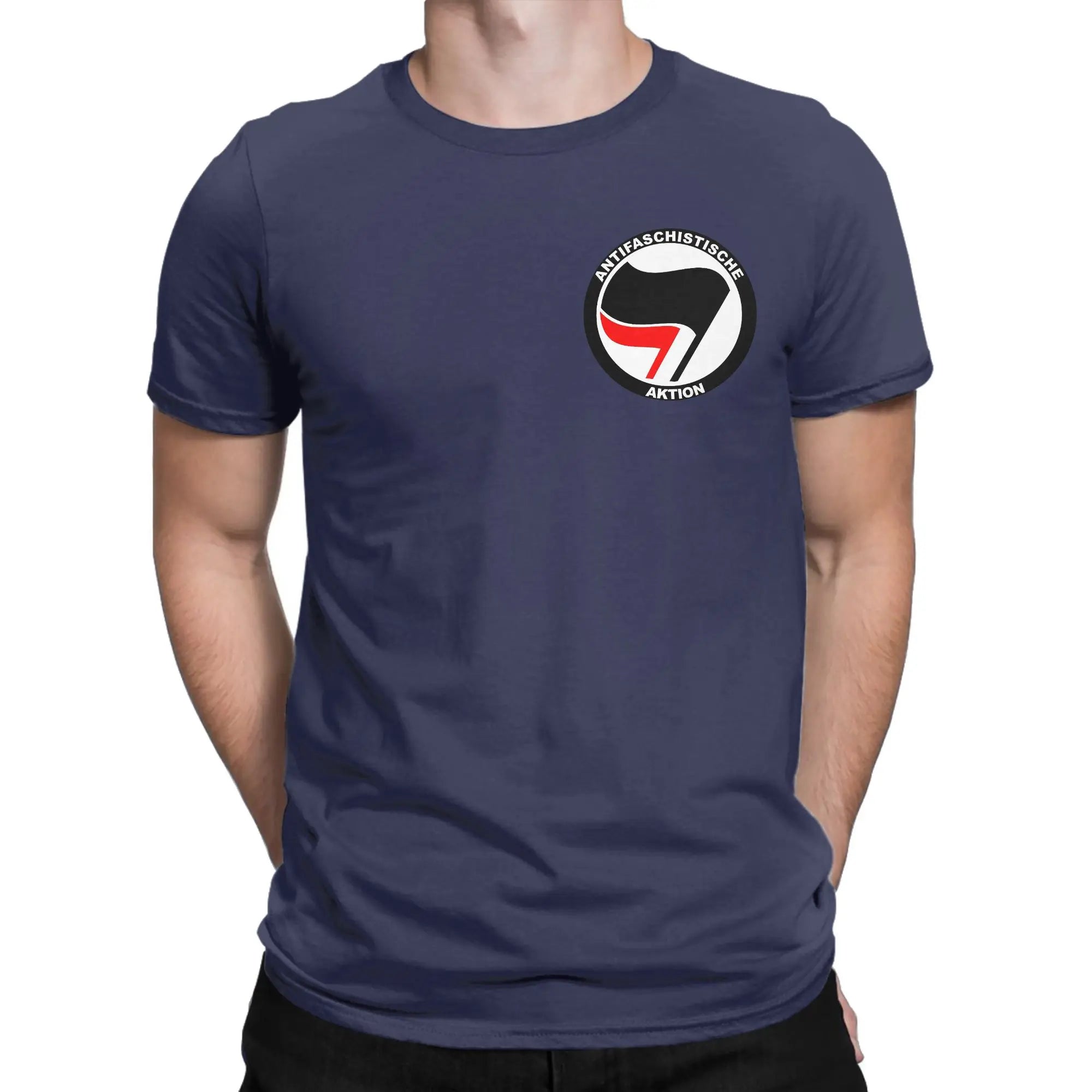 Man T-Shirt Anti Fascist Logo T Shirts Trendy Cool  Summer Tees Y2K Funny Custom DIY Cotton Tops Birthday Present