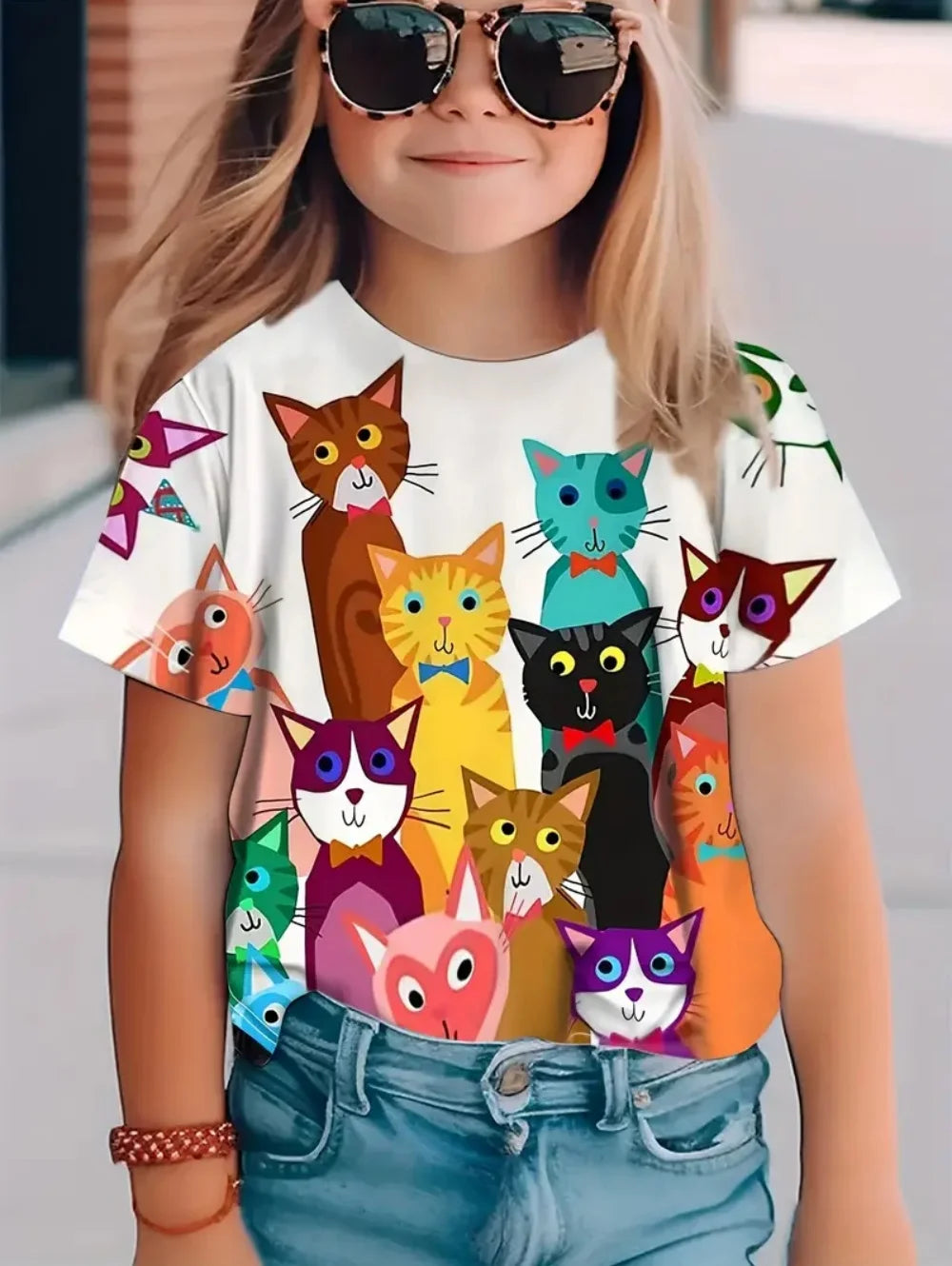 Children T-shirt Fashion Simple Styl Round Neck Short Sleeved T-Shirt Casual Vintage Outdoors Quick-Drying T-Shirt for Girl