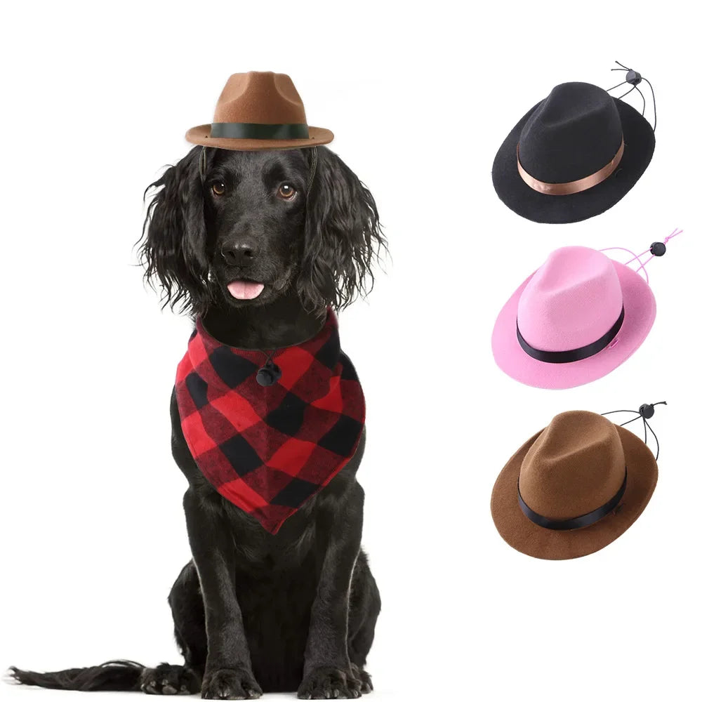 Pet Hats Dog Cat Western Cowboy Hat Halloween Pet Outdoor Caps  Funny Retro Photo Prop Dog Accessories Doll Decor Pet Products