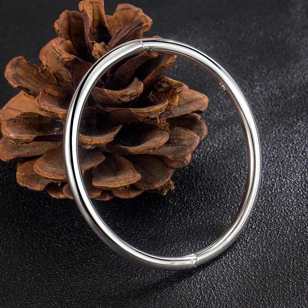 925 Sterling Silver 4MM Bangle Bracelets For Women Luxury Quality Jewelry Wholesale   Jewellery