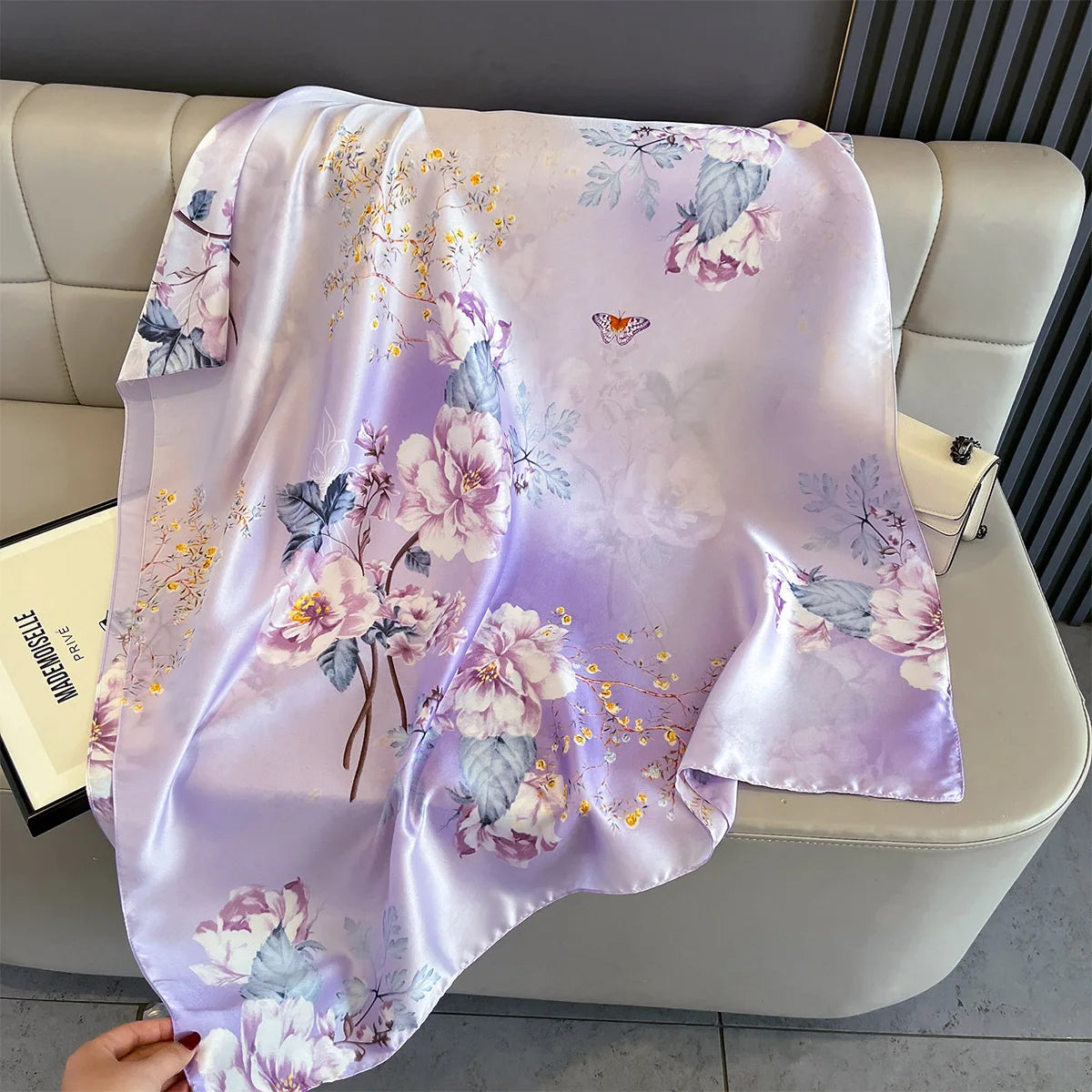 New Women Scarves Spring Summer Autumn Luxury Print Thin Light Satin Scarf Fashion Wrap Shawls 55 Colors Elegant Bandana Poncho