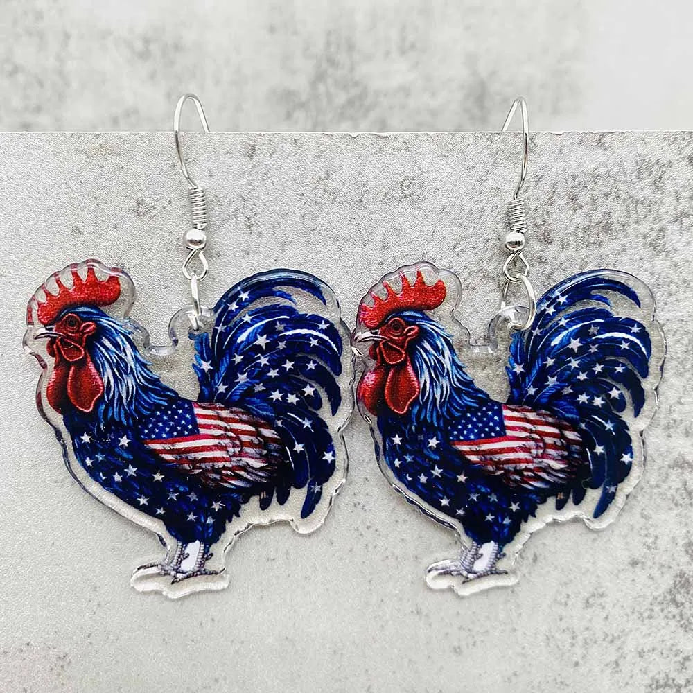 Patriotic Earrings 4th of July Earrings American Flag Sunflowe Acrylic Earrings for Women Independence Day Party Jewelry Gifts