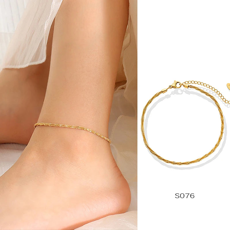 Anklets For Women Stainless Steel 18K Gold Plated High Quality No Tarnish Women's Ankle Bracelets Foot Chains Luxury Ankle Strap