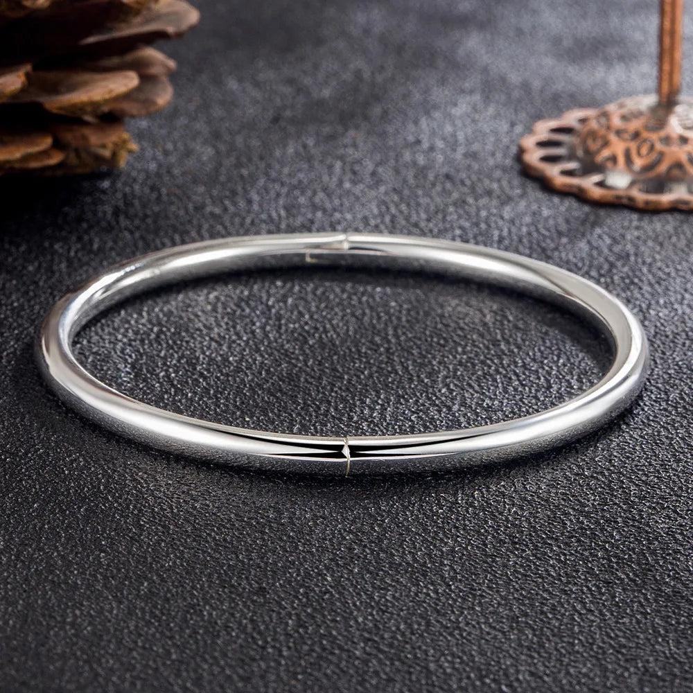 925 Sterling Silver 4MM Bangle Bracelets For Women Luxury Quality Jewelry Wholesale   Jewellery