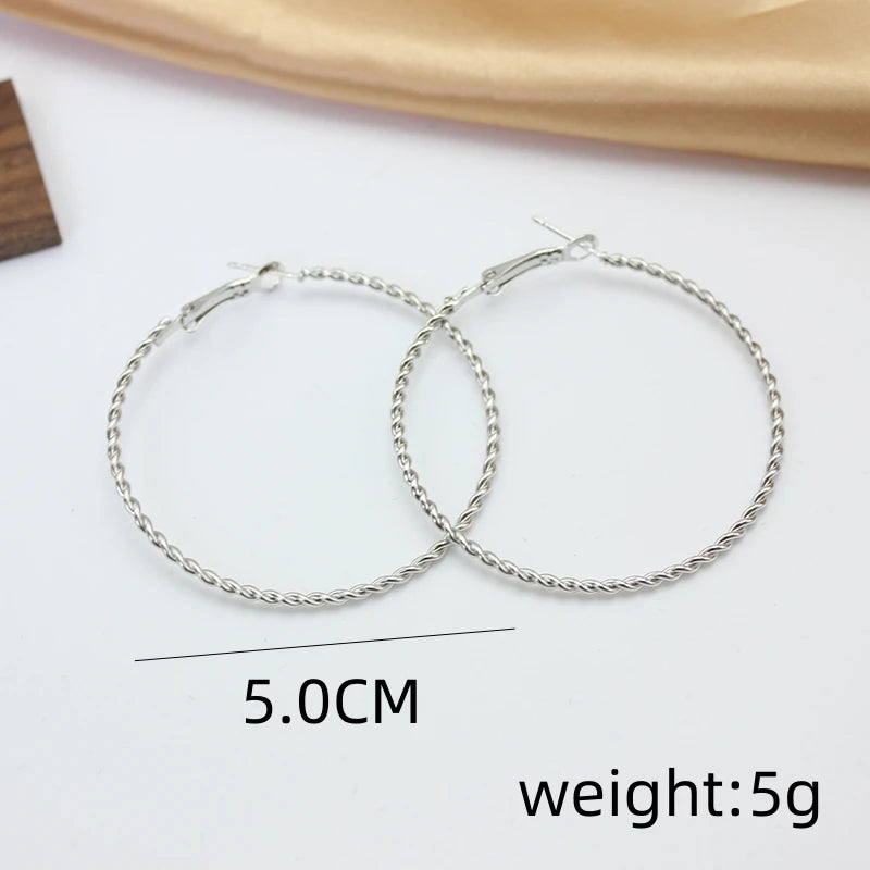 Simple 5CM Big Hoop Earring for Women Hiphop Rock Twist Weaving Winding Circle Round Loop Jewelry Brincos Ornamentos Orejeras