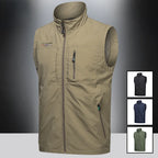 Men's Vest Thin Tooling Loose Quick Drying Outdoor Sports Multi Pocket Stand Collar Camping Fishing Vest Summer жилетка мужская