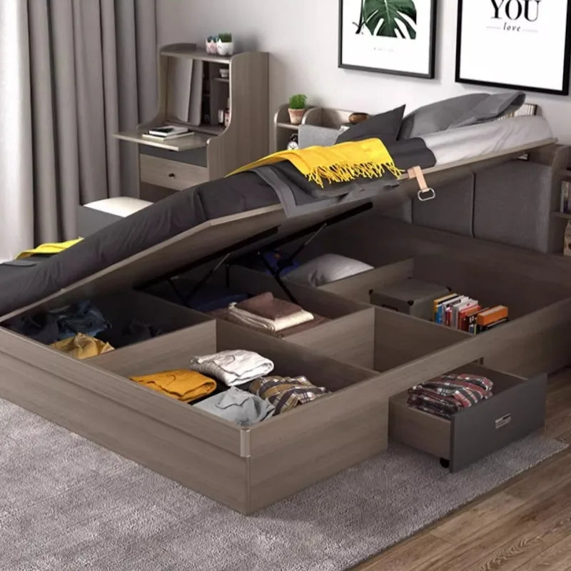 Unique Bedroom Bed Aesthetic Modern Girls Storage Luxury Bed Lounge Sleeping Headboard Letto Matrimoniale Home Accessories