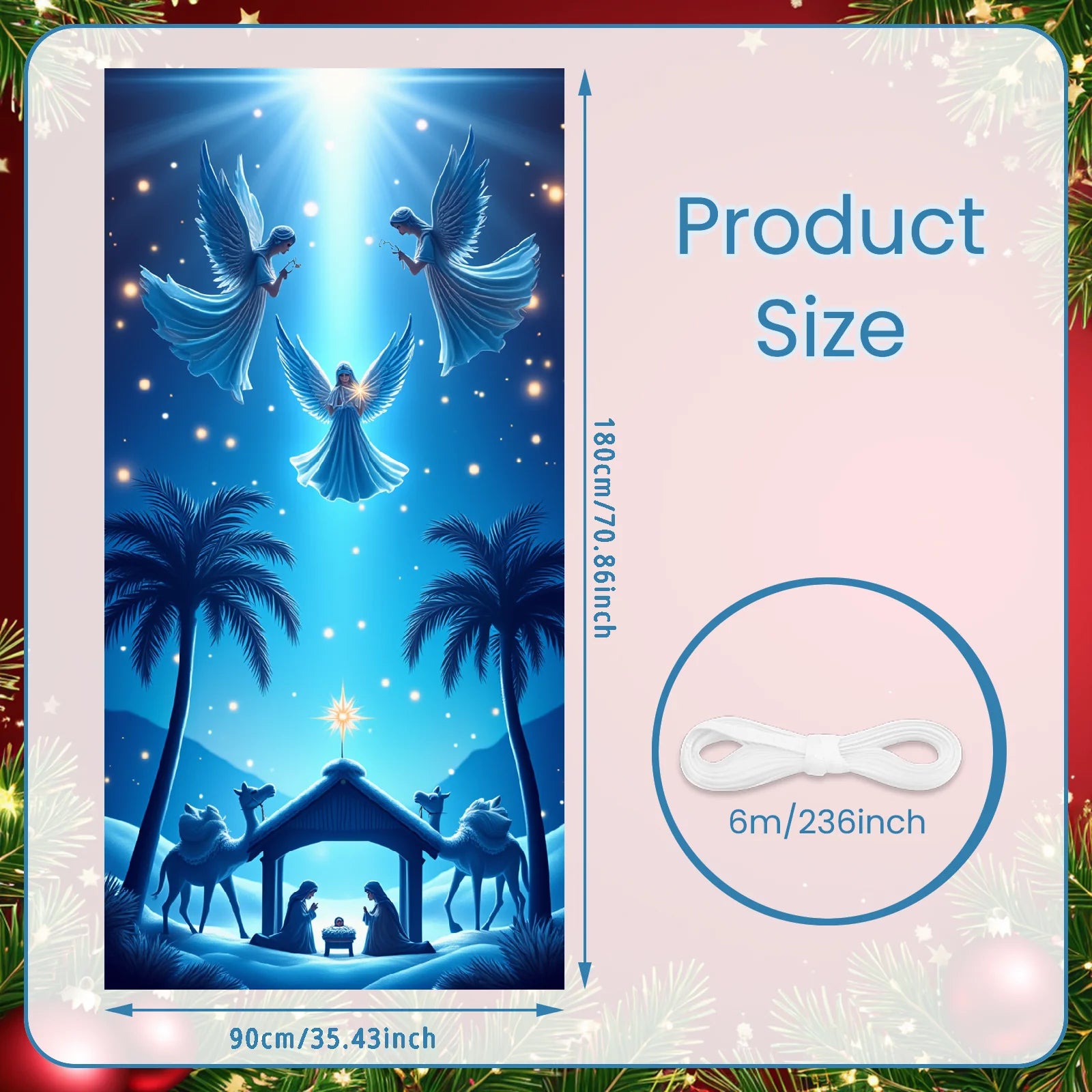 Christmas Banner Red Ornaments Holiday Decoration Snowflake Pattern Winter Festivities for Home Decoration Holiday Celebration I