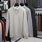 Winter vacation two sweaters men's polo shirt with a collar and long sleeves, thick and warm base shirt