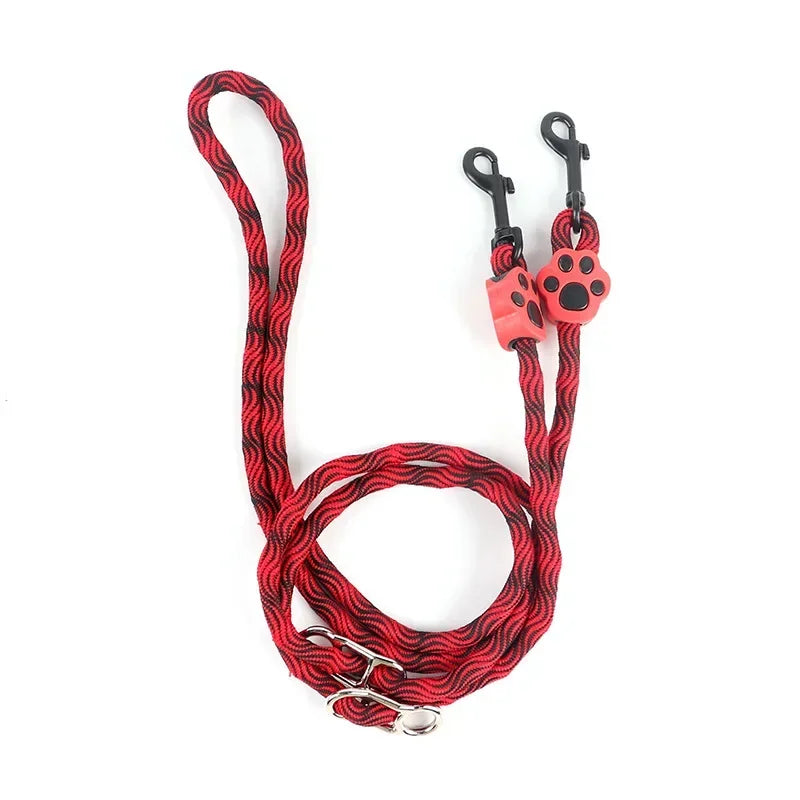Pet Leash Pet Leash for Two Double Small, Medium and Large Dogs - Outdoor Training, 2 Way Couplers, Nylon Ribbon Rope Belt Stuff