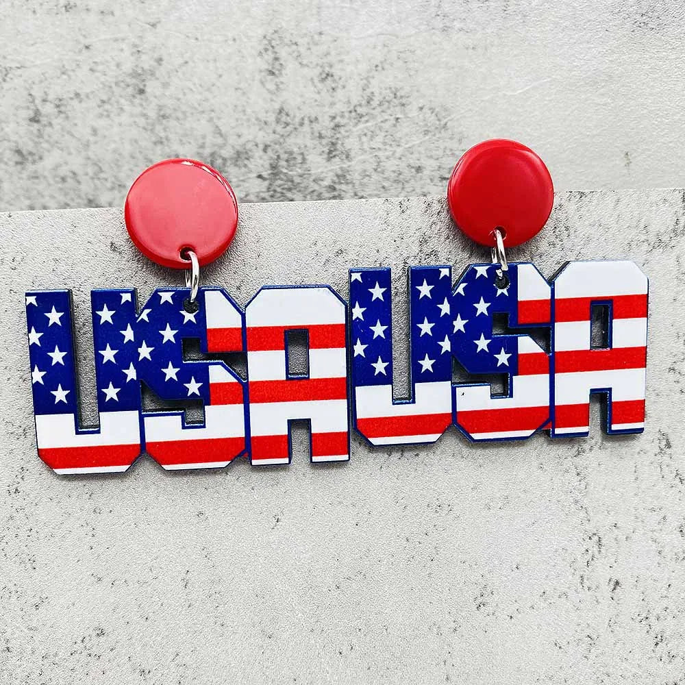 Patriotic Earrings 4th of July Earrings American Flag Sunflowe Acrylic Earrings for Women Independence Day Party Jewelry Gifts
