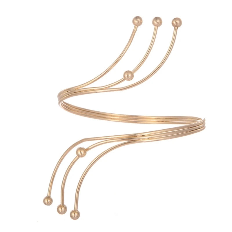 Upper Arm Bracelet Metal Coil Swirl Spiral Shape Armband Cuff Fashion Simple Arm Bangle Armlet Adjustable for Women Girl