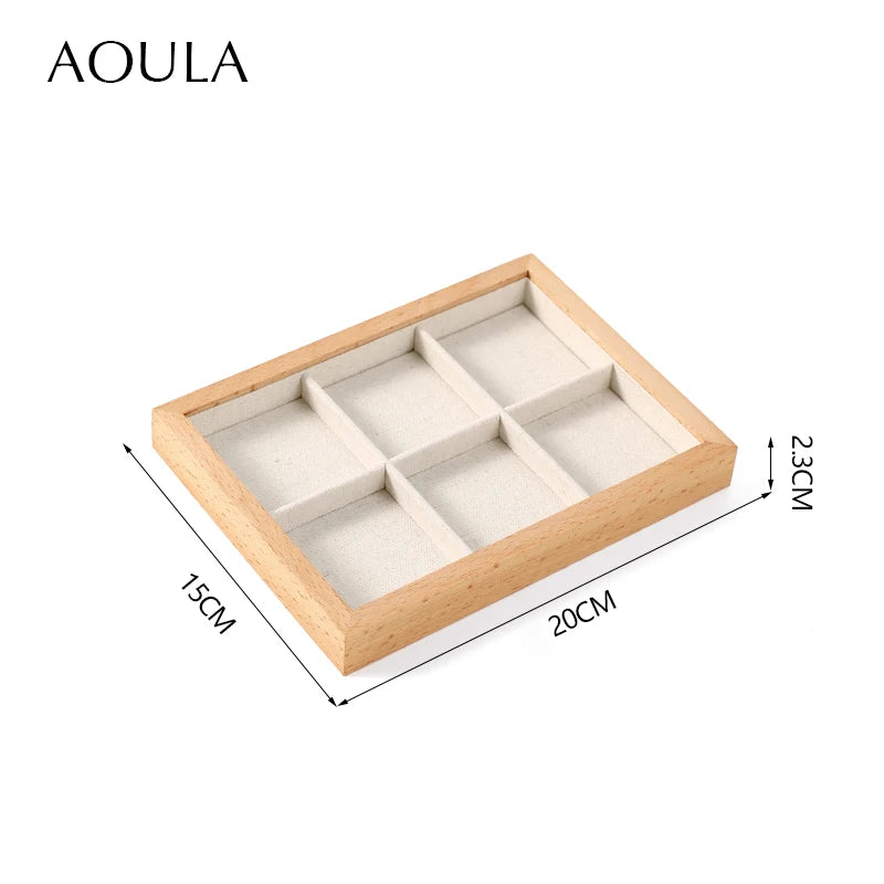 Stackable Ring Earring Jewelry Storage Multi Use Tray Bracelet Necklace Display Stand Holder Wooden Counter Top Drawer Organizer